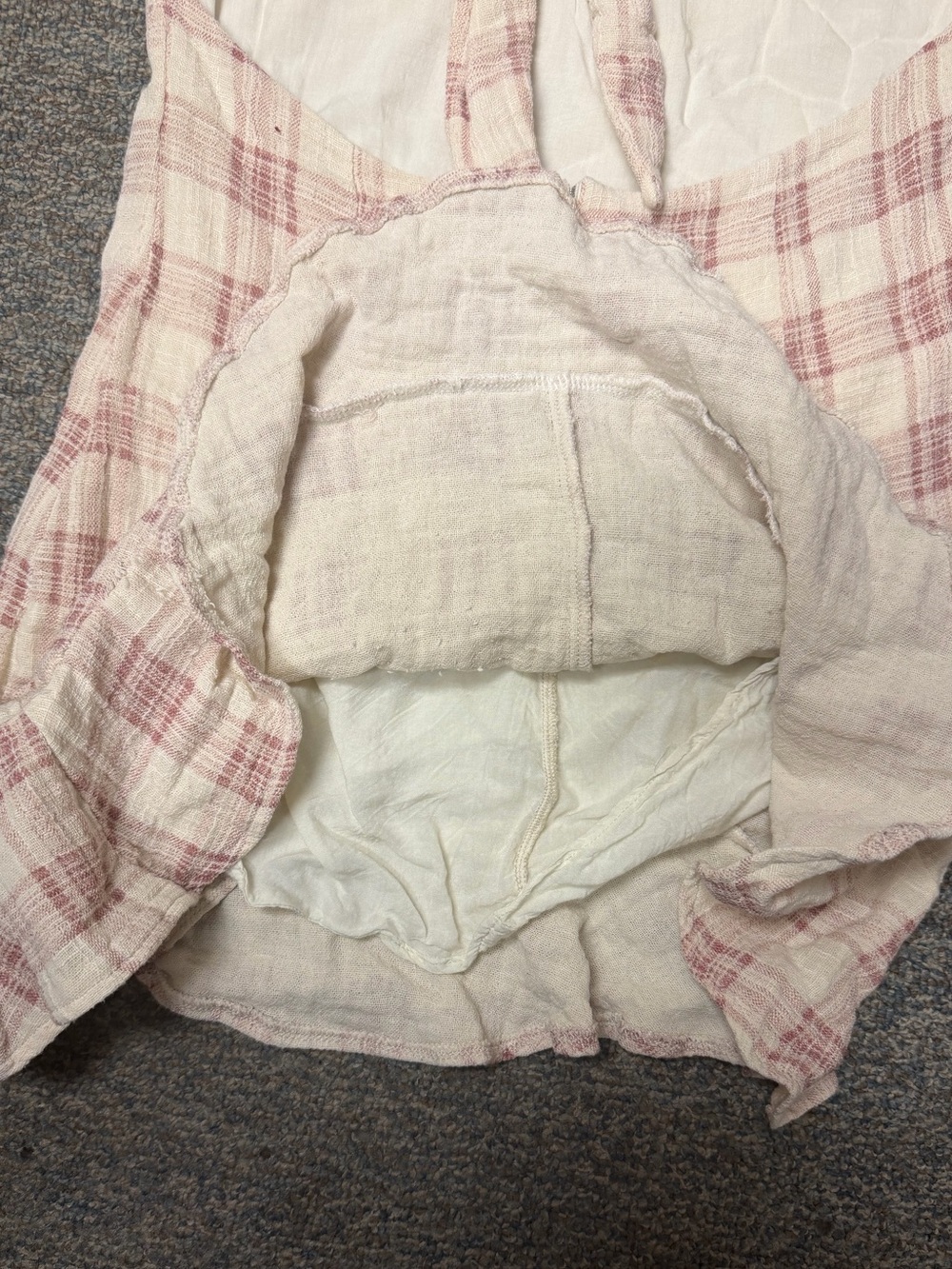 Olivaceous Plaid Mini Cotton Gauze Dress Pink Cottagecore Open Back M Ruffle Hem - Picture 9 of 11